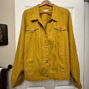 J. Jill Button Front Linen Jacket, 3x, Golden Yellow color, EUC